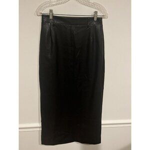 Saulee Anthropologie Faux Leather Maxi Skirt Western Feminine Office Black 10
